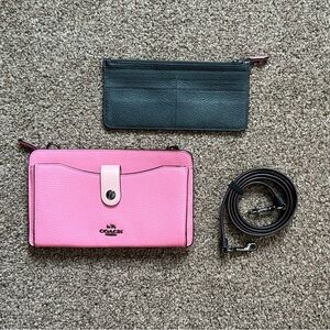 NEW Coach Convertible Noa Messenger Pink Colorblock Wallet Clutch Crossbody Bag